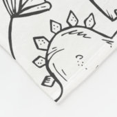 Dinosaur Illustrations Black and White Pattern フリースブランケット (角)