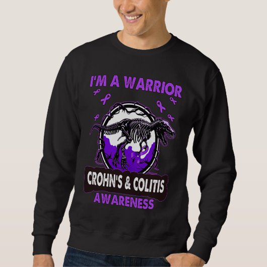 Dinosaur I'm A Warrior CROHN'S & COLITIS Awareness スウェットシャツ (正面)