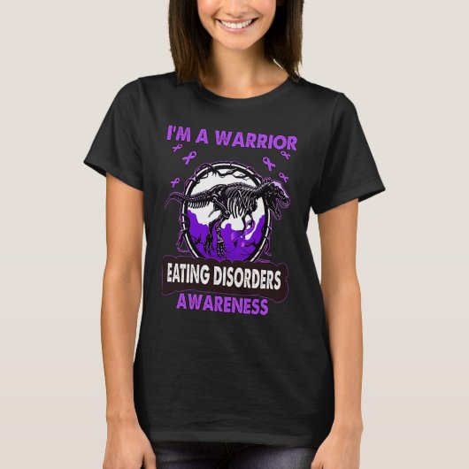 Dinosaur I'm A Warrior EATING DISORDERS Awareness Tシャツ (正面)
