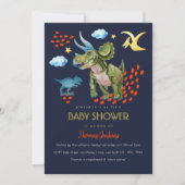 Dinosaur in watercolor Baby Shower invite. 招待状 (正面)