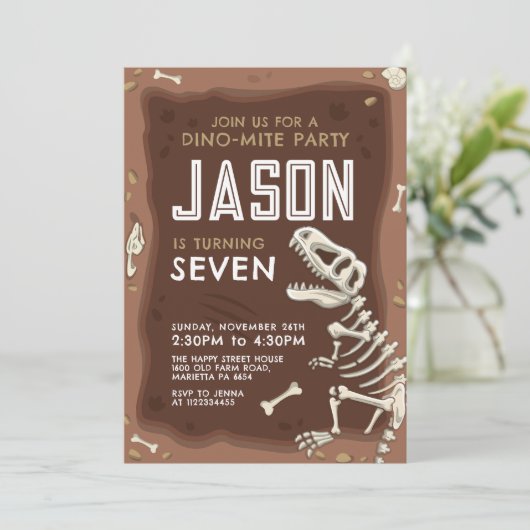 Dinosaur Invitation for Birthday Party Fossil 招待状 (スタンド正面)