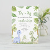 Dinosaur It's A Boy Baby Shower 招待状 (スタンド正面)