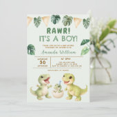 Dinosaur It's a Boy Dinosaur Baby Shower 招待状 (スタンド正面)