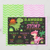 Dinosaur Joint Birthday Invitation for Boy & Girl 招待状 (正面/裏面)