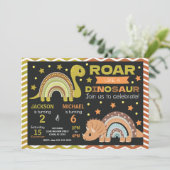 Dinosaur Joint Birthday Invitation for Siblings 招待状 (スタンド正面)