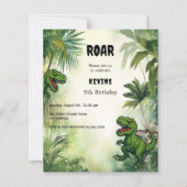 Dinosaur jungle birthday party boy invitation (正面)