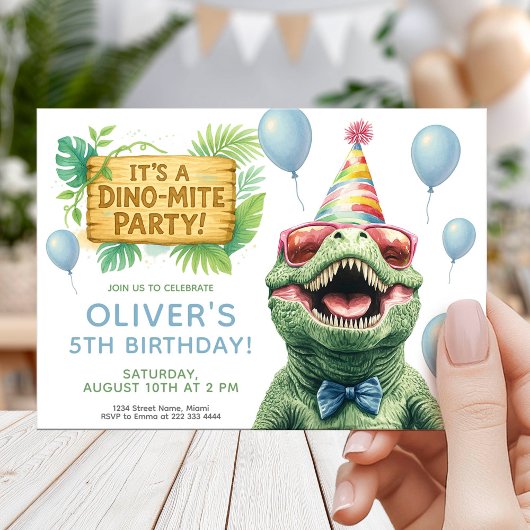Dinosaur Jungle Party for Kids Birthday 招待状