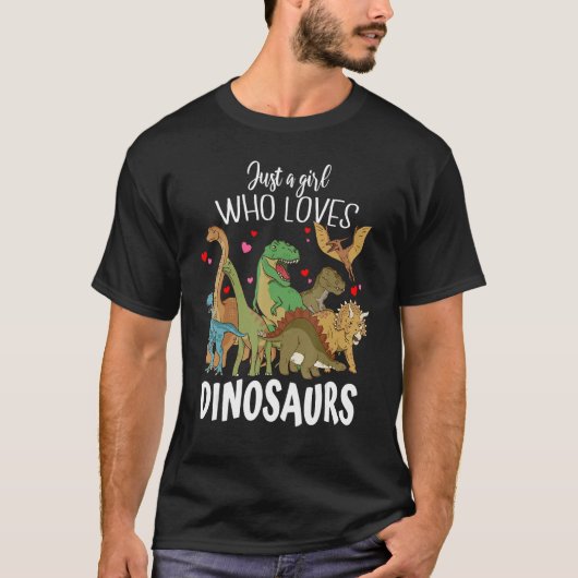 Dinosaur Just a Girl Who Loves Dinosaurs Rex Brach Tシャツ (正面)