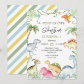 Dinosaur Kids Birthday Invitation 招待状 (正面/裏面)