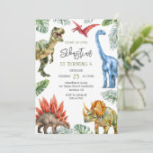 Dinosaur Kids Birthday Invitation 招待状 (スタンド正面)