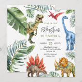 Dinosaur Kids Birthday Invitation 招待状 (正面/裏面)