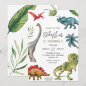 Dinosaur Kids Birthday Invitation 招待状 (正面/裏面)