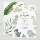 Dinosaur Kids Birthday Invitation 招待状 (正面/裏面)