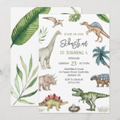 Dinosaur Kids Birthday Invitation 招待状 (正面/裏面)