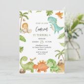 Dinosaur Kids Birthday Invitation 招待状 (スタンド正面)