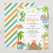 Dinosaur Kids Birthday Invitation 招待状 (正面/裏面)