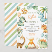 Dinosaur Kids Birthday Invitation 招待状 (正面/裏面)