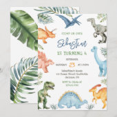 Dinosaur Kids Birthday Invitation 招待状 (正面/裏面)