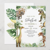 Dinosaur Kids Birthday Invitation 招待状 (正面/裏面)