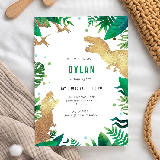 Dinosaur Kids Birthday Invitation 招待状