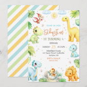 Dinosaur Kids Birthday Invitation 招待状 (正面/裏面)