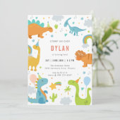 Dinosaur Kids Birthday Invitation 招待状 (スタンド正面)