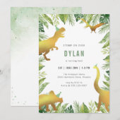 Dinosaur Kids Birthday Invitation 招待状 (正面/裏面)