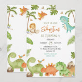 Dinosaur Kids Birthday Invitation 招待状 (正面/裏面)