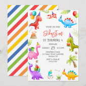 Dinosaur Kids Birthday Invitation 招待状 (正面/裏面)