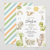 Dinosaur Kids Birthday Invitation 招待状 (正面/裏面)