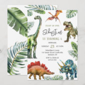 Dinosaur Kids Birthday Invitation 招待状 (正面/裏面)