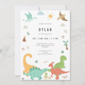 Dinosaur Kids Birthday Party Invitation 招待状 (正面)