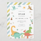 Dinosaur Kids Birthday Party Invitation 招待状 (正面/裏面)