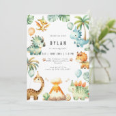 Dinosaur Kids Birthday Party Invitation 招待状 (スタンド正面)