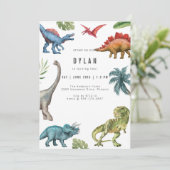 Dinosaur Kids Birthday Party Invitation 招待状 (スタンド正面)