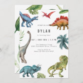 Dinosaur Kids Birthday Party Invitation 招待状 (正面/裏面)