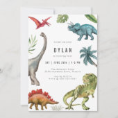 Dinosaur Kids Birthday Party Invitation 招待状 (正面)