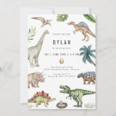 Dinosaur Kids Birthday Party Invitation 招待状 (正面)