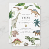 Dinosaur Kids Birthday Party Invitation 招待状 (正面/裏面)