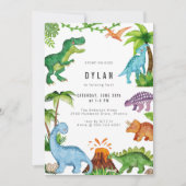 Dinosaur Kids Birthday Party Invitation 招待状 (正面)