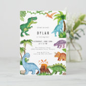 Dinosaur Kids Birthday Party Invitation 招待状 (スタンド正面)