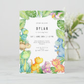 Dinosaur Kids Birthday Party Invitation 招待状 (スタンド正面)