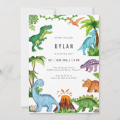 Dinosaur Kids Birthday Party Invitation 招待状 (正面)