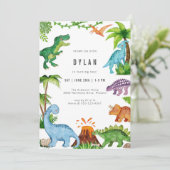 Dinosaur Kids Birthday Party Invitation 招待状 (スタンド正面)