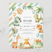 Dinosaur Kids Birthday Party Invitation 招待状 (正面/裏面)