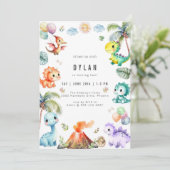 Dinosaur Kids Birthday Party Invitation 招待状 (スタンド正面)