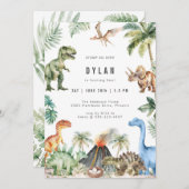 Dinosaur Kids Birthday Party Invitation 招待状 (正面/裏面)