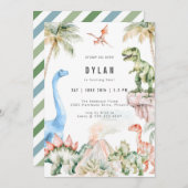 Dinosaur Kids Birthday Party Invitation 招待状 (正面/裏面)