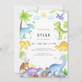 Dinosaur Kids Birthday Party Invitation 招待状 (正面)