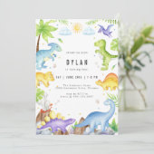 Dinosaur Kids Birthday Party Invitation 招待状 (スタンド正面)